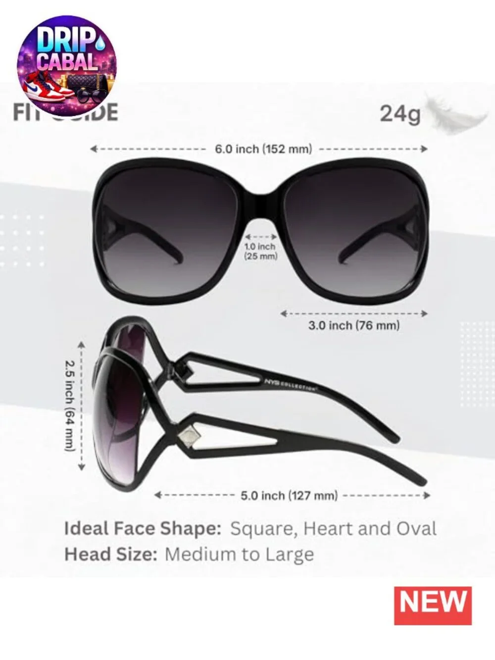Oversized Vintage Jackie O Sunglasses for Women, 100% UV Protection